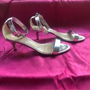 JCrew Silver Kitten Heel Sandal